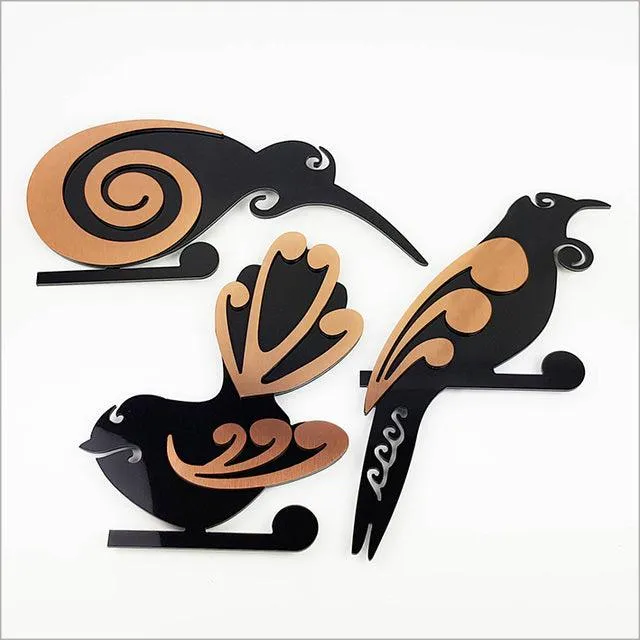 2-Tone Koru Tui Bird Wall Art