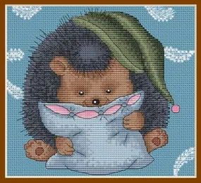 A Hedgehog With A Pillow - PDF Cross Stitch Pattern