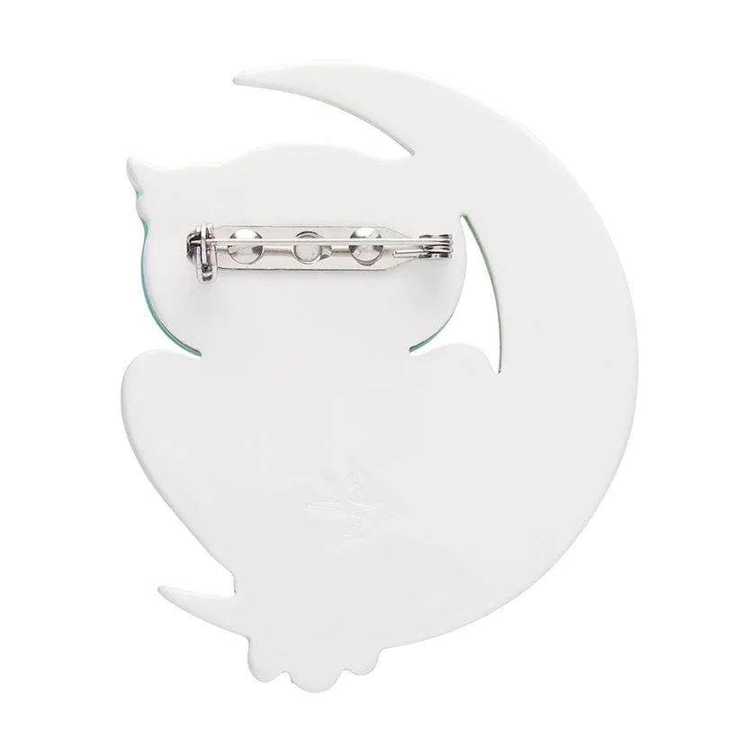 A Moon with a View Owl Brooch