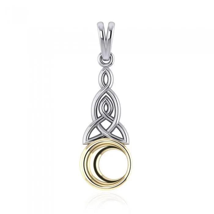 A wonderful start ~ Sterling Silver Celtic Crescent Moon Triquetra Pendant Jewelry in 14k Gold accent TPV1358