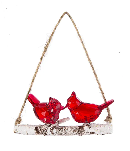 Acrylic Cardinals on a Birch Branch Ornament