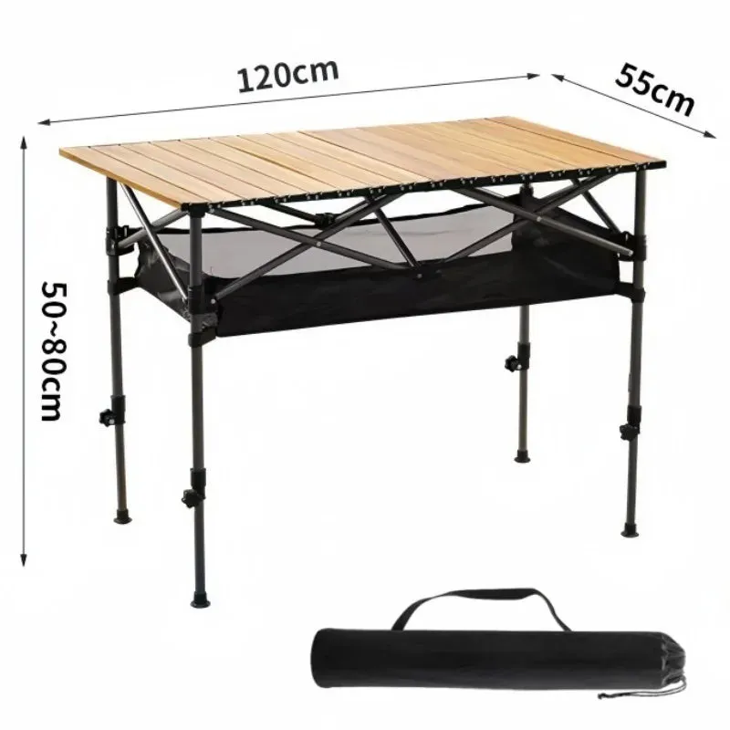 Adjustable Height Camping Table All-terrain Outdoor Folding Table Garden Coffee Table Portable Roll Table For Picnic Barbecue