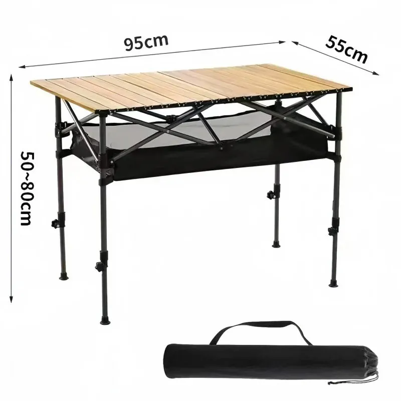 Adjustable Height Camping Table All-terrain Outdoor Folding Table Garden Coffee Table Portable Roll Table For Picnic Barbecue