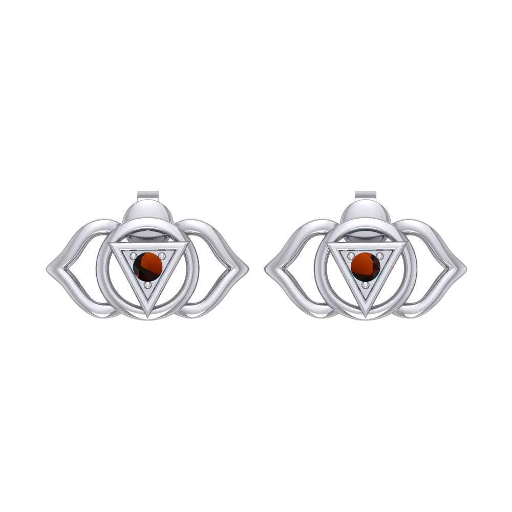 Ajna Third Eye Chakra Sterling Silver Post Earrings TER2042