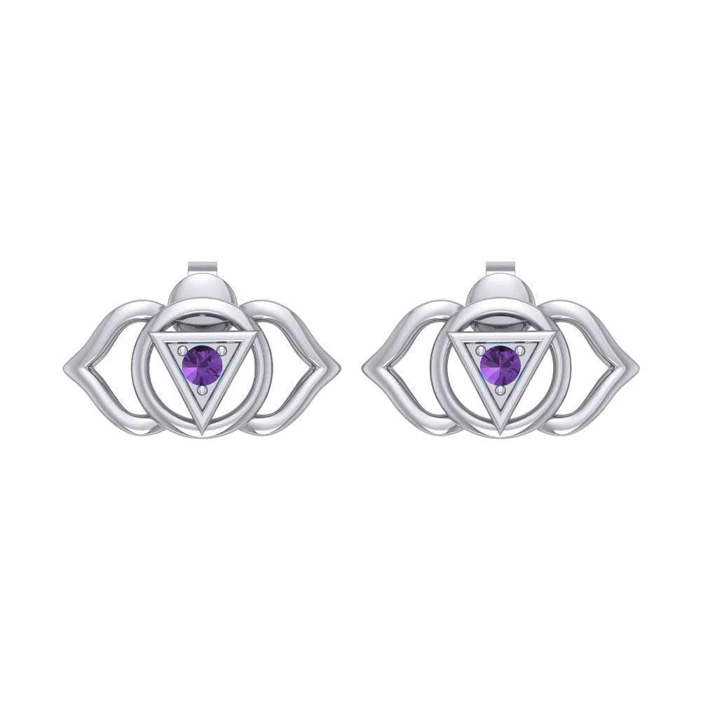 Ajna Third Eye Chakra Sterling Silver Post Earrings TER2042