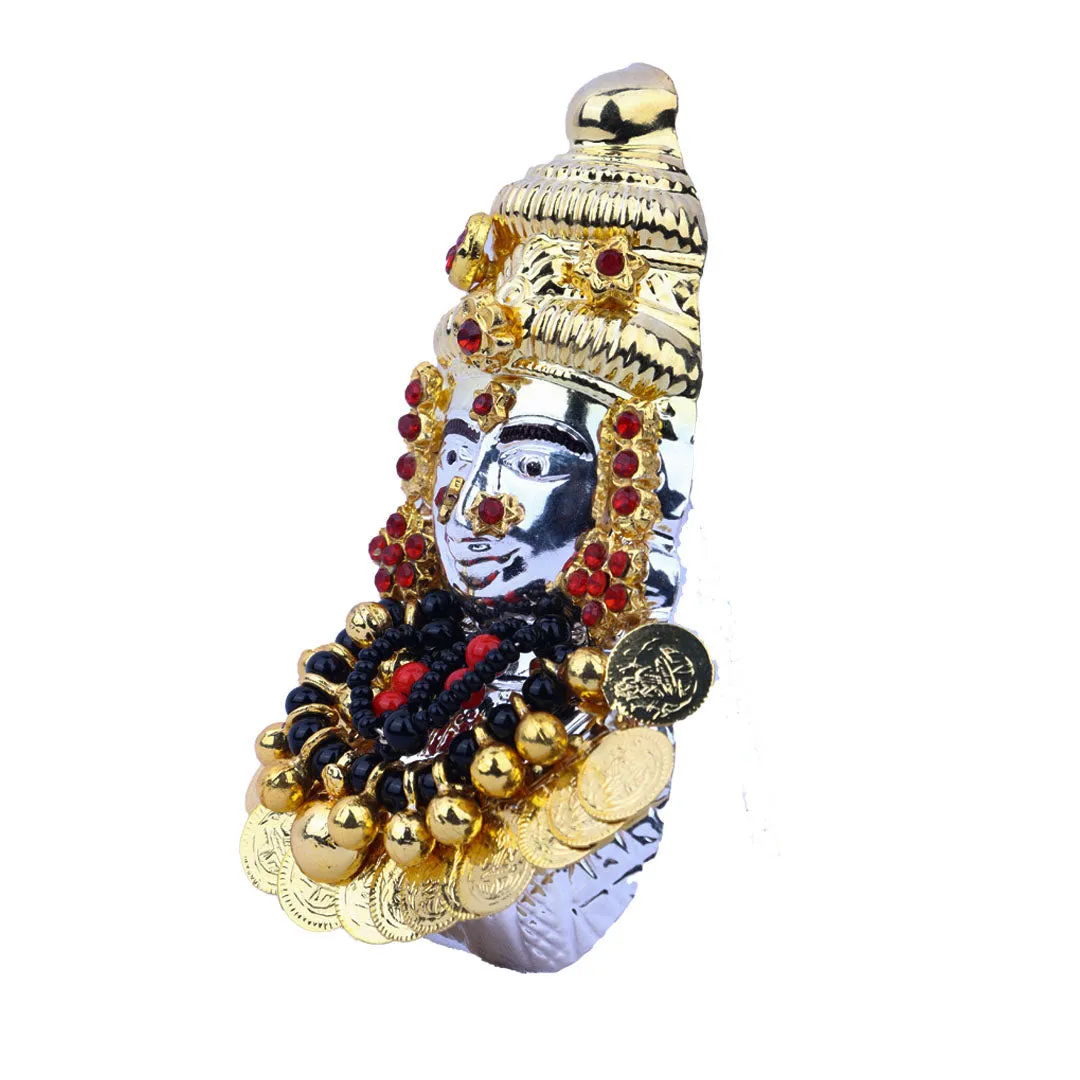 Ammavari Face - 4 Inch | Lakshmi Face in Silver/ Amman Face/ Goddess Face for Deity