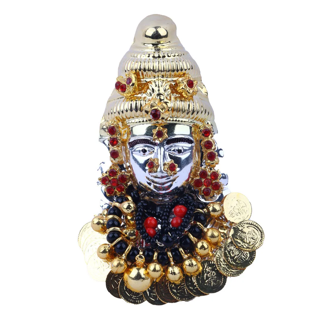 Ammavari Face - 4 Inch | Lakshmi Face in Silver/ Amman Face/ Goddess Face for Deity