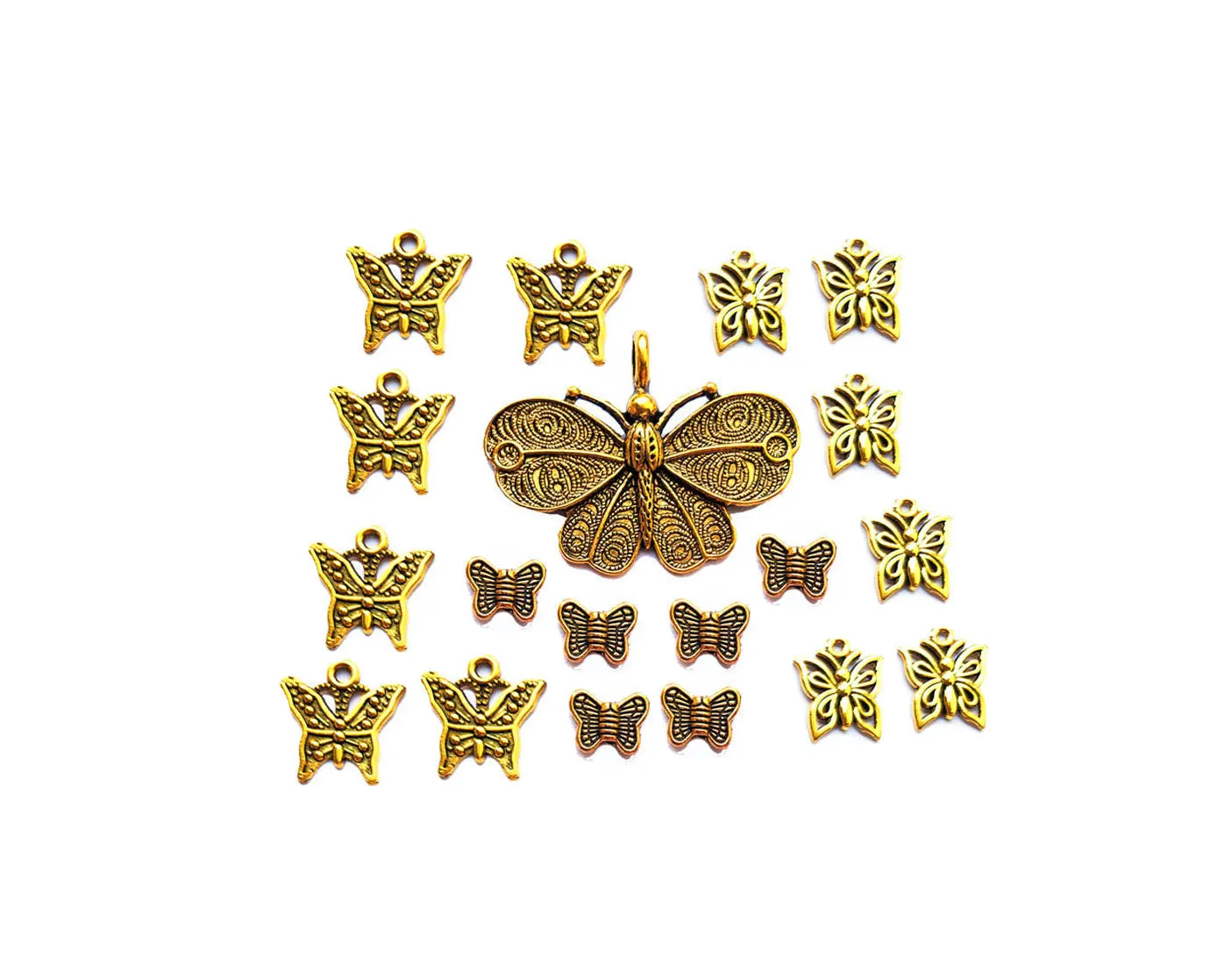 Antique Golden Butterfly charm and Pendant Combo