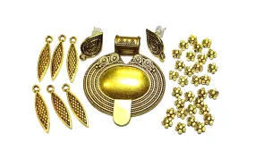 Antique Golden Pendant Studs Charms & Beads Combo