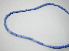 Aqua Blue Opaque Pipe Pressed Glass Beads (4x10 mm)