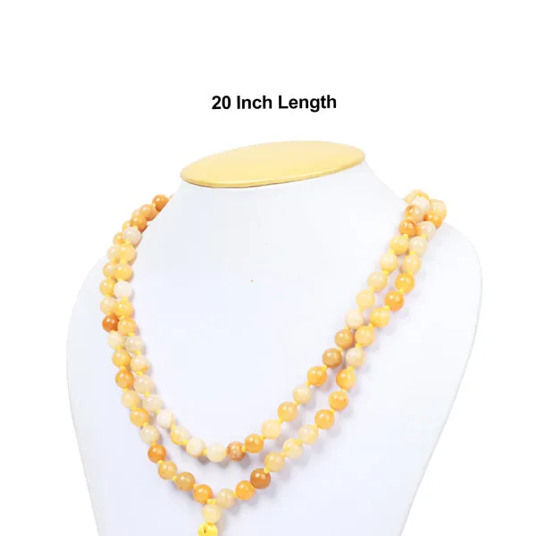 Aventurine Mala - 20 Inches | Yellow Aventurine Beads/ Crystal Mala for Men & Women