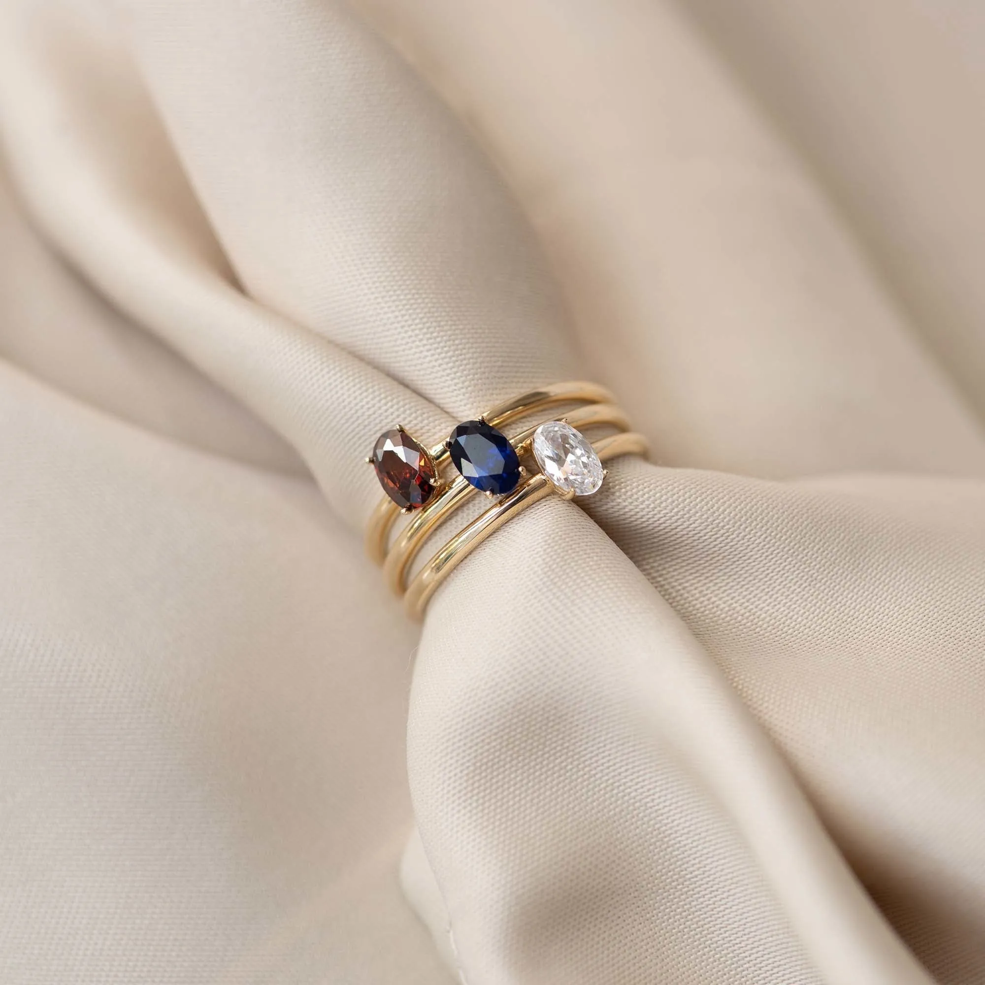 Baguette Genevieve 14 karat gold ring with white zirconia stone