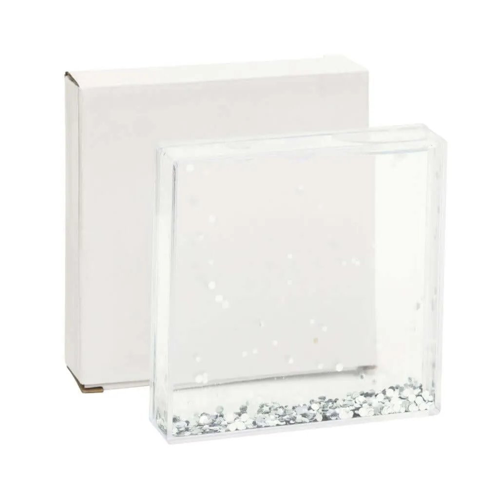 Blank Glitter Photo Block Frame Insert 102 x 102mm (4 x 4 inch) - Pack of 6