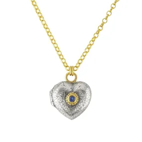 Blue Sapphire Love Locket Necklace