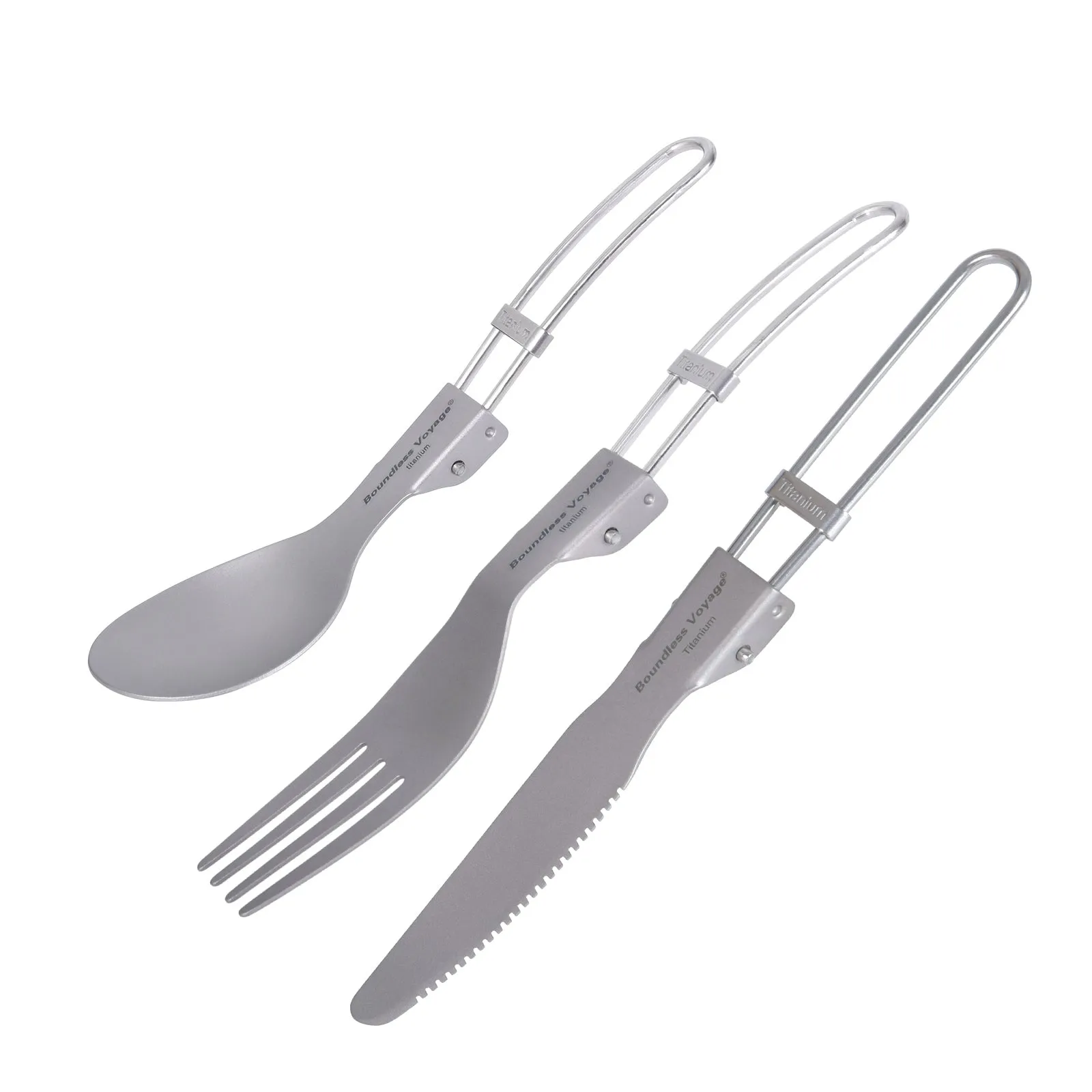 Boundless Voyage Titanium Cutlery Set spoon fork knife With Folding Handle For Outdoor Camping Home Lightweight