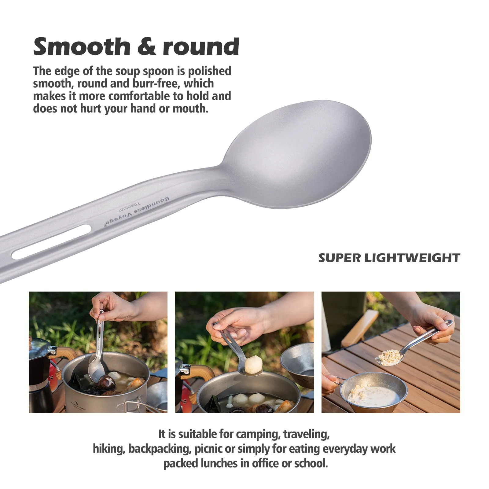 Boundless Voyage Titanium Knife Spoon Fork Chopsticks Set Outdoor Camping Ultralight Cutlery for Soup Meal Portable Tableware