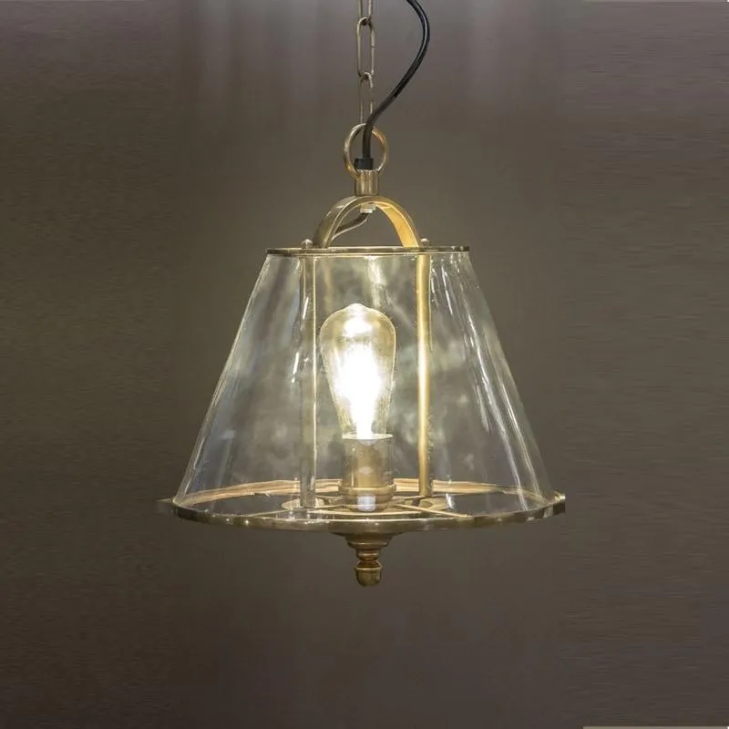 Brass and Glass Pendant Light