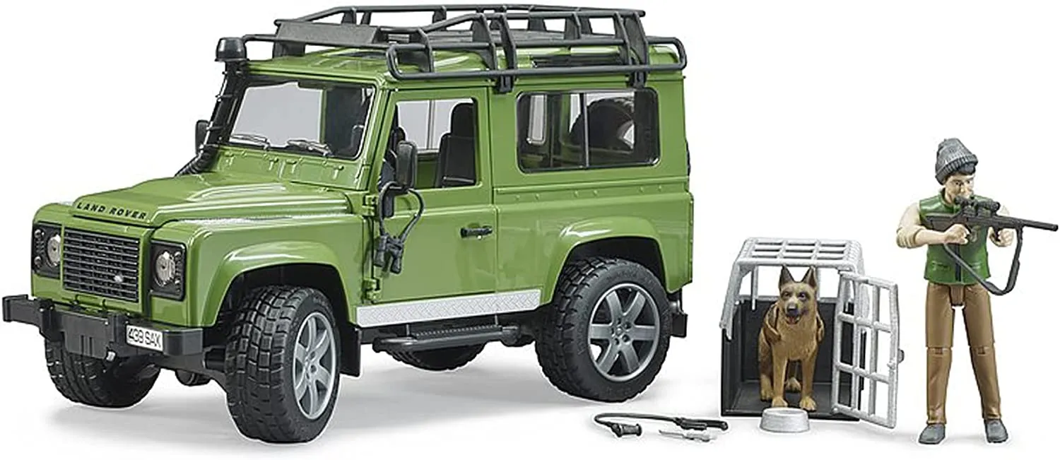 Bruder Land Rover Defender with Forester and Dog