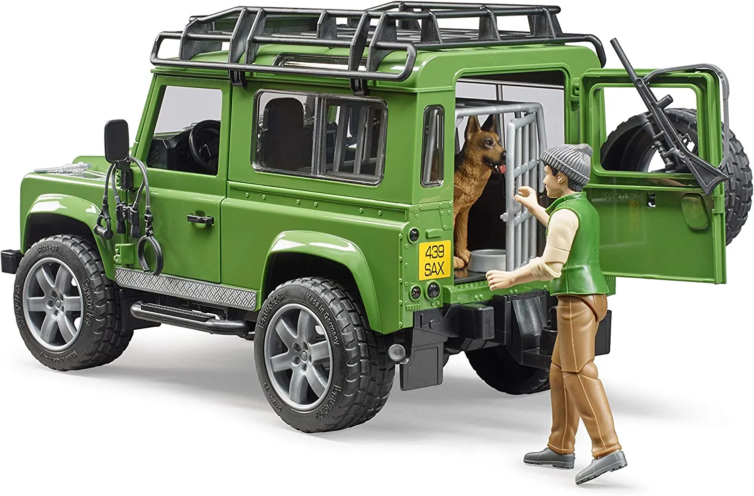 Bruder Land Rover Defender with Forester and Dog