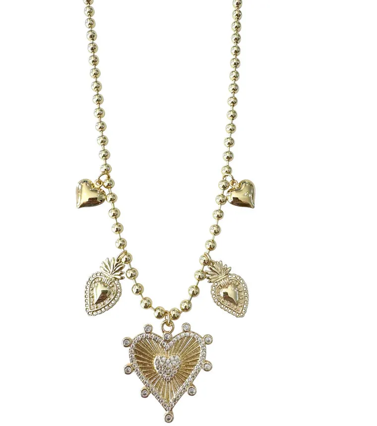 Cali Heart Charm Ball Chain Necklace