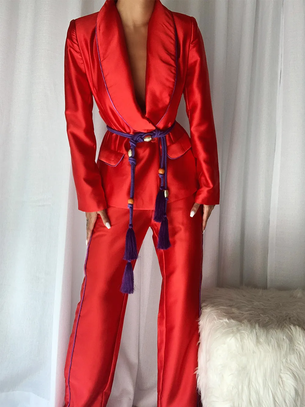 CANAL Satin Blazer & Pants Matching Set