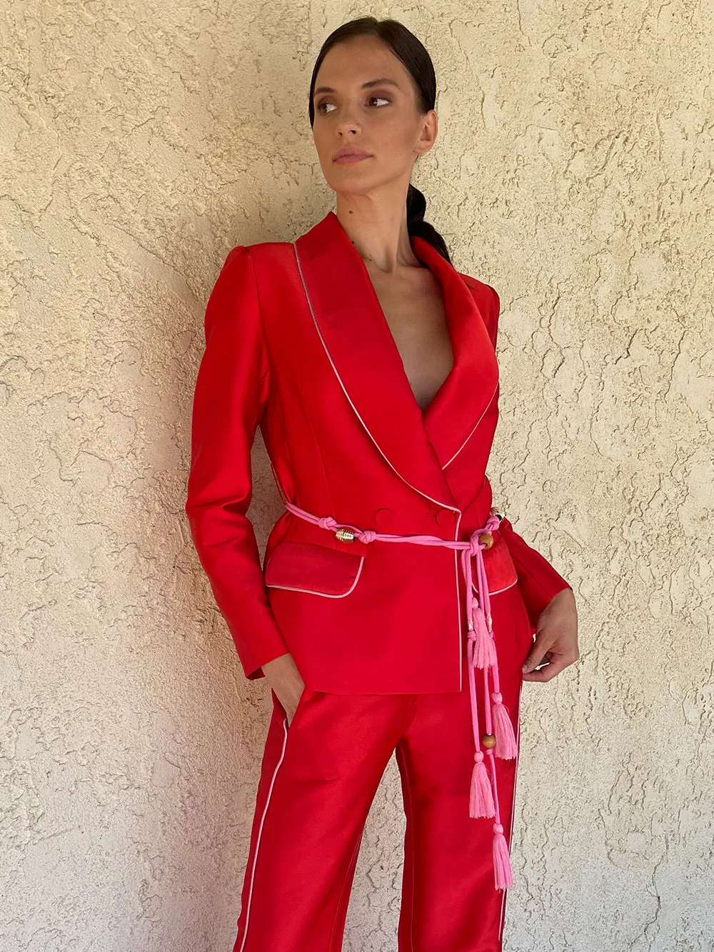 CANAL Satin Blazer & Pants Matching Set