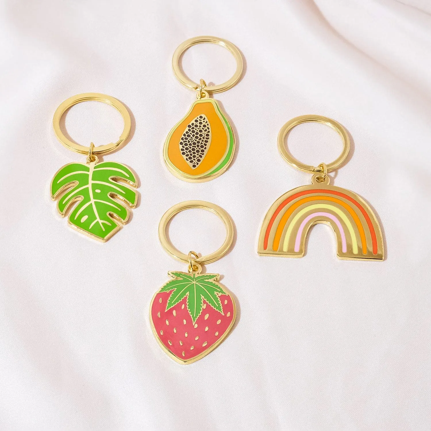 Cannabis Leaf Strawberry Keychain