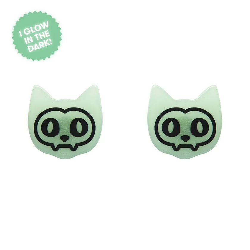 Cat Glow in the Dark Stud Earrings - Green