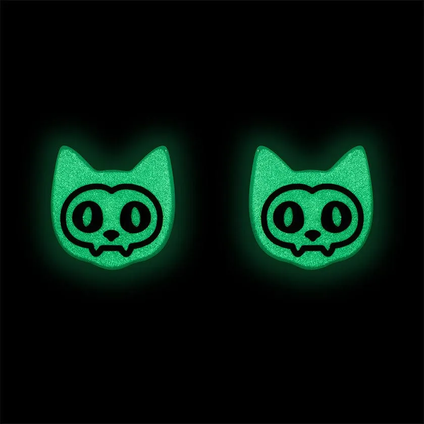 Cat Glow in the Dark Stud Earrings - Green