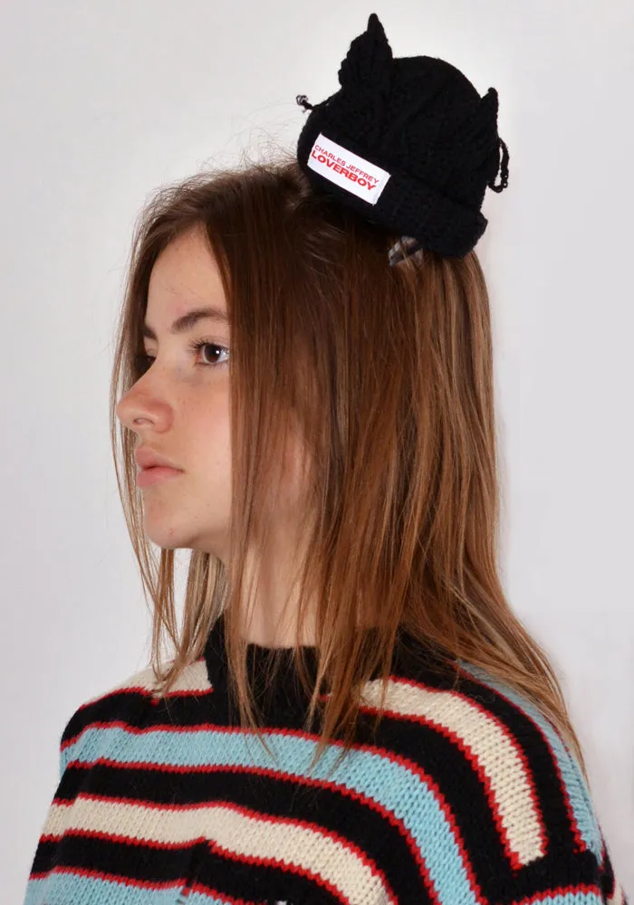 CHARLES JEFFREY LOVERBOY CJLAW22MCEB MINI CHUNKY EARS BEANIE BLACK