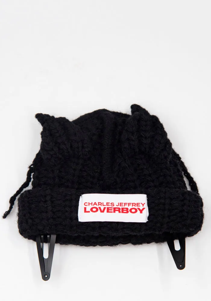 CHARLES JEFFREY LOVERBOY CJLAW22MCEB MINI CHUNKY EARS BEANIE BLACK