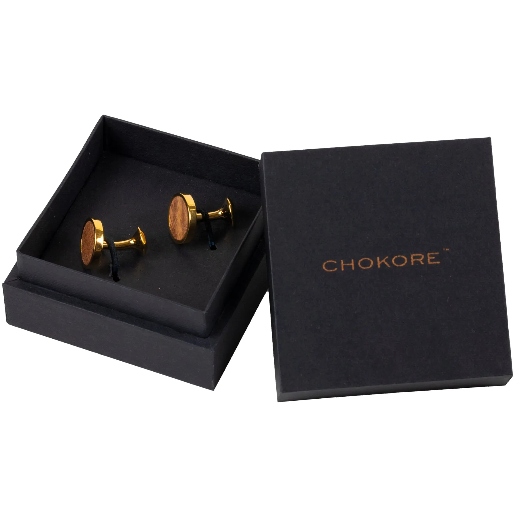 Chokore Gold and Wood Premium Range of Cufflinks