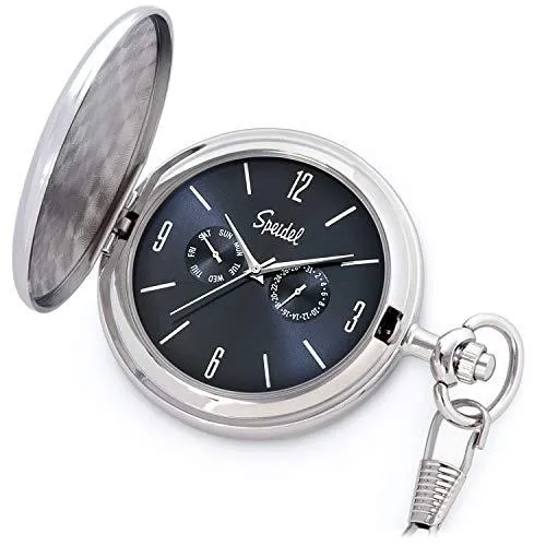 Classic Brushed Satin Pocket Watch Collection with Day & Date Sub-Dials