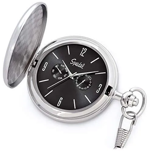 Classic Brushed Satin Pocket Watch Collection with Day & Date Sub-Dials