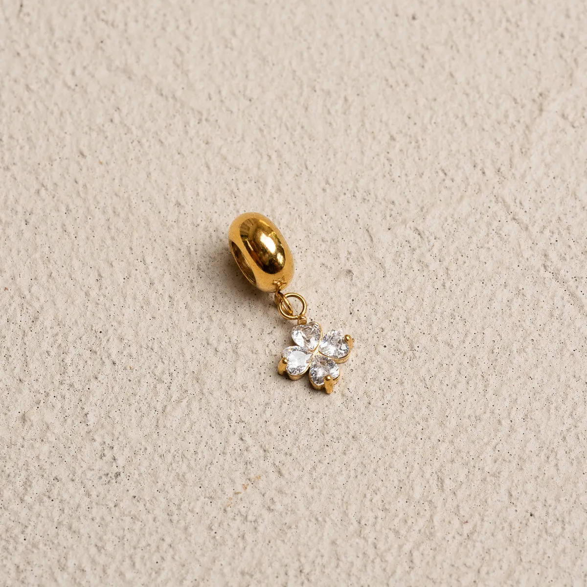 Clover Stone Charm - Gold