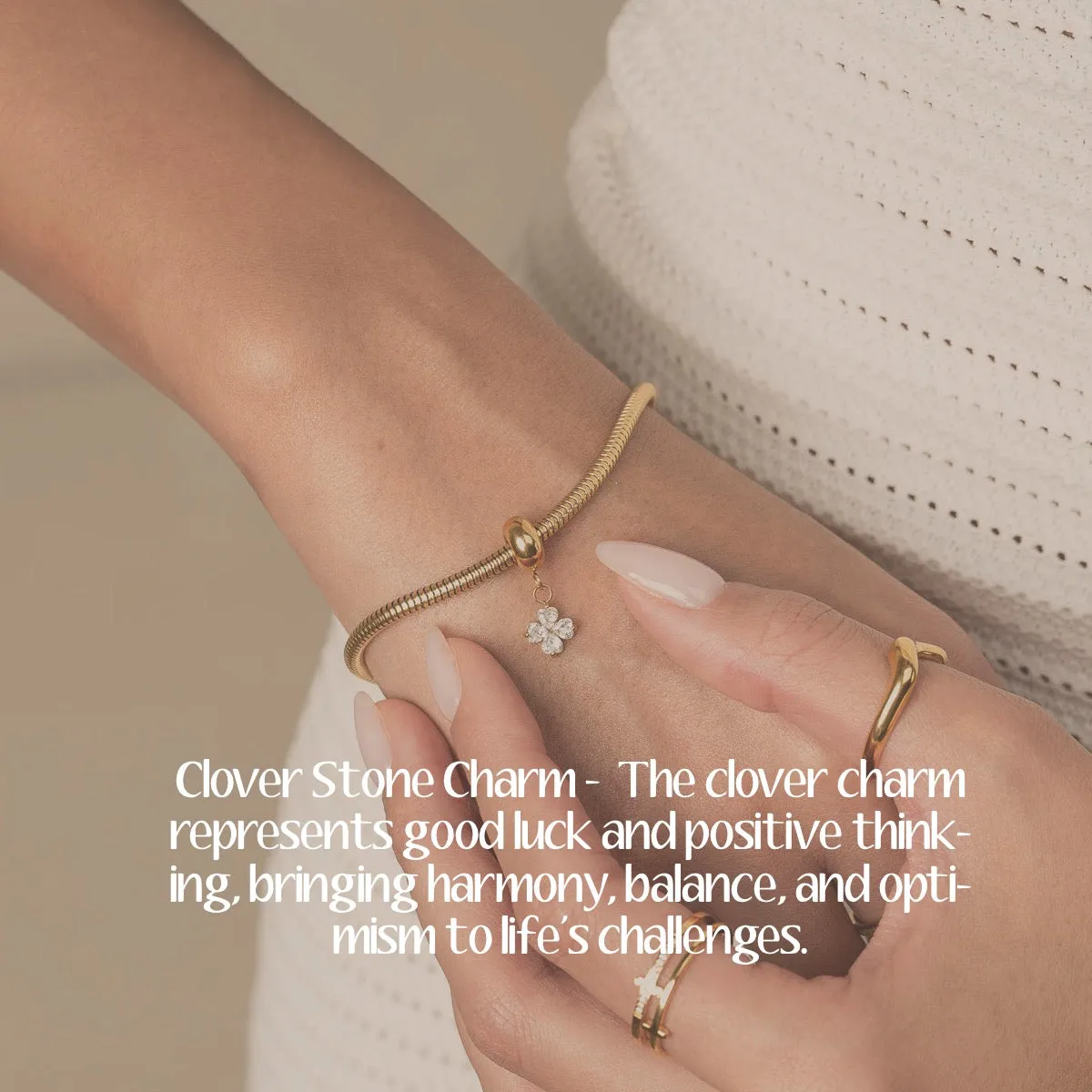 Clover Stone Charm - Gold