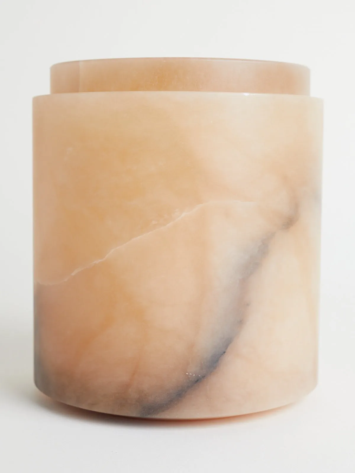 Cont L with Lid in Tabac Alabaster