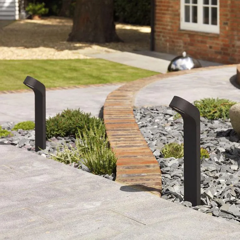 Contemporary L-Curved Black Aluminium Bollard