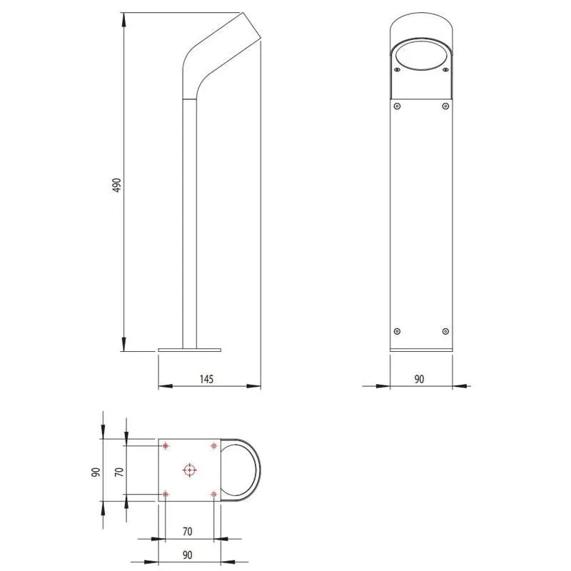 Contemporary L-Curved Black Aluminium Bollard