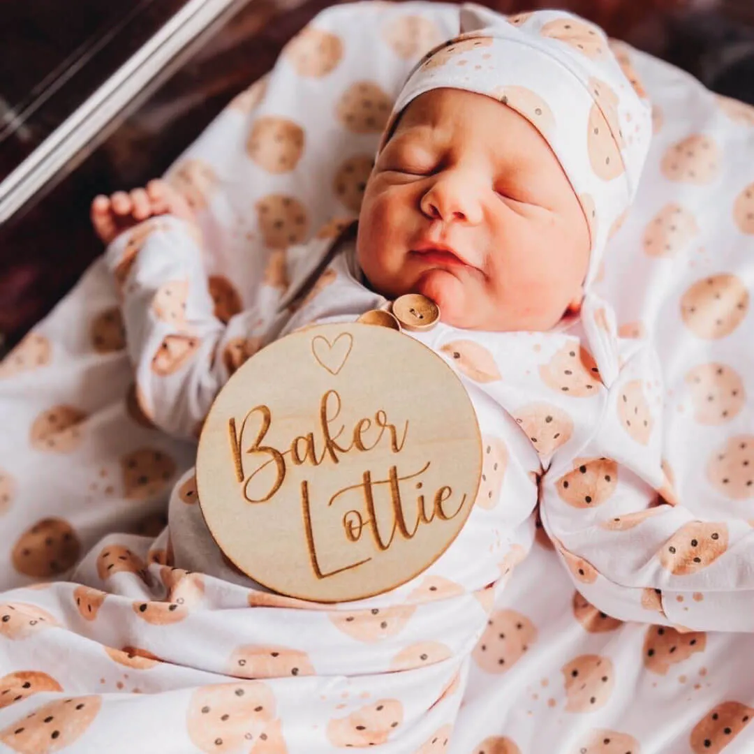 Cookie Crumble Newborn Baby Knot Gown & Hat Set