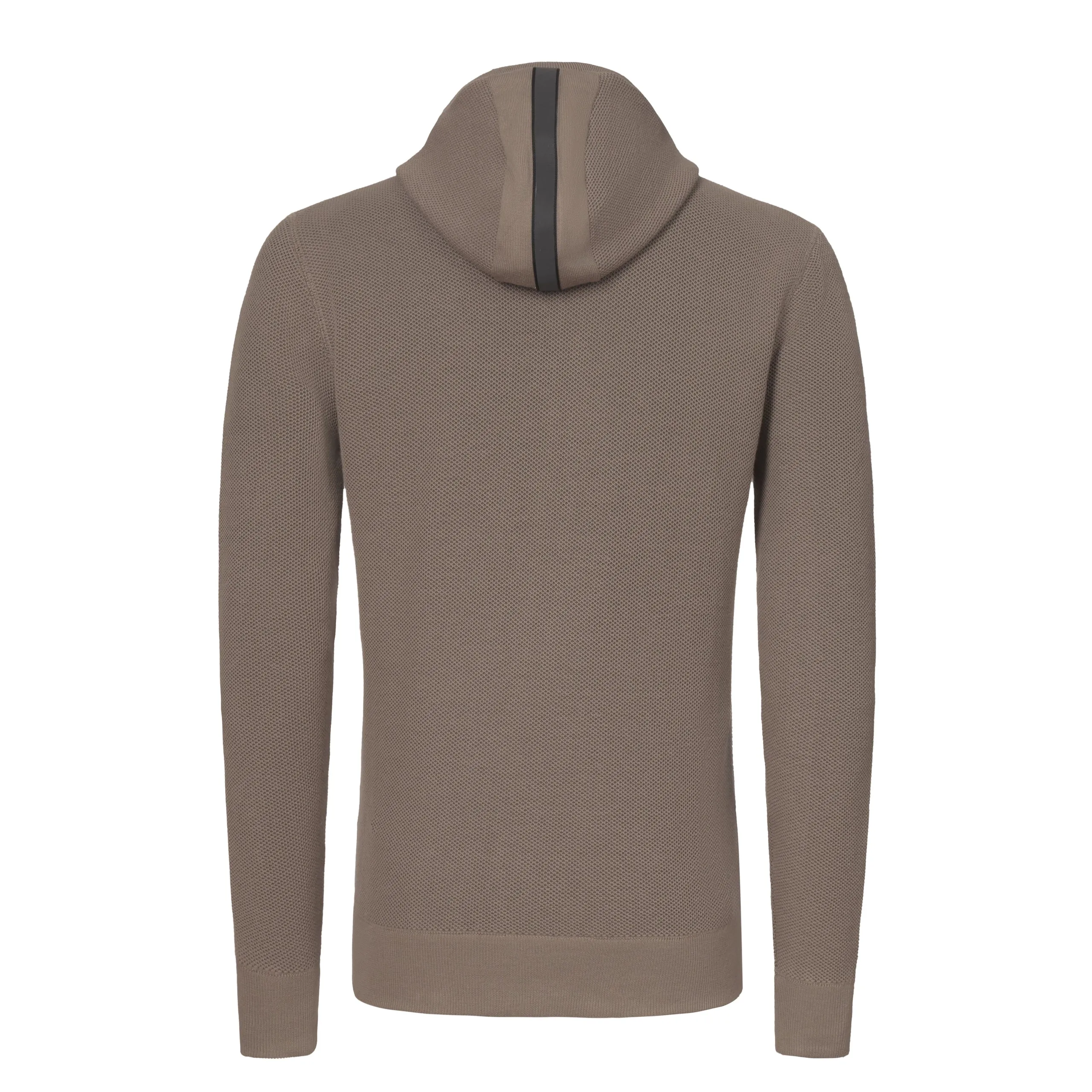 Cotton-Blend Drawstring Hoodie in Sand with a Zipper