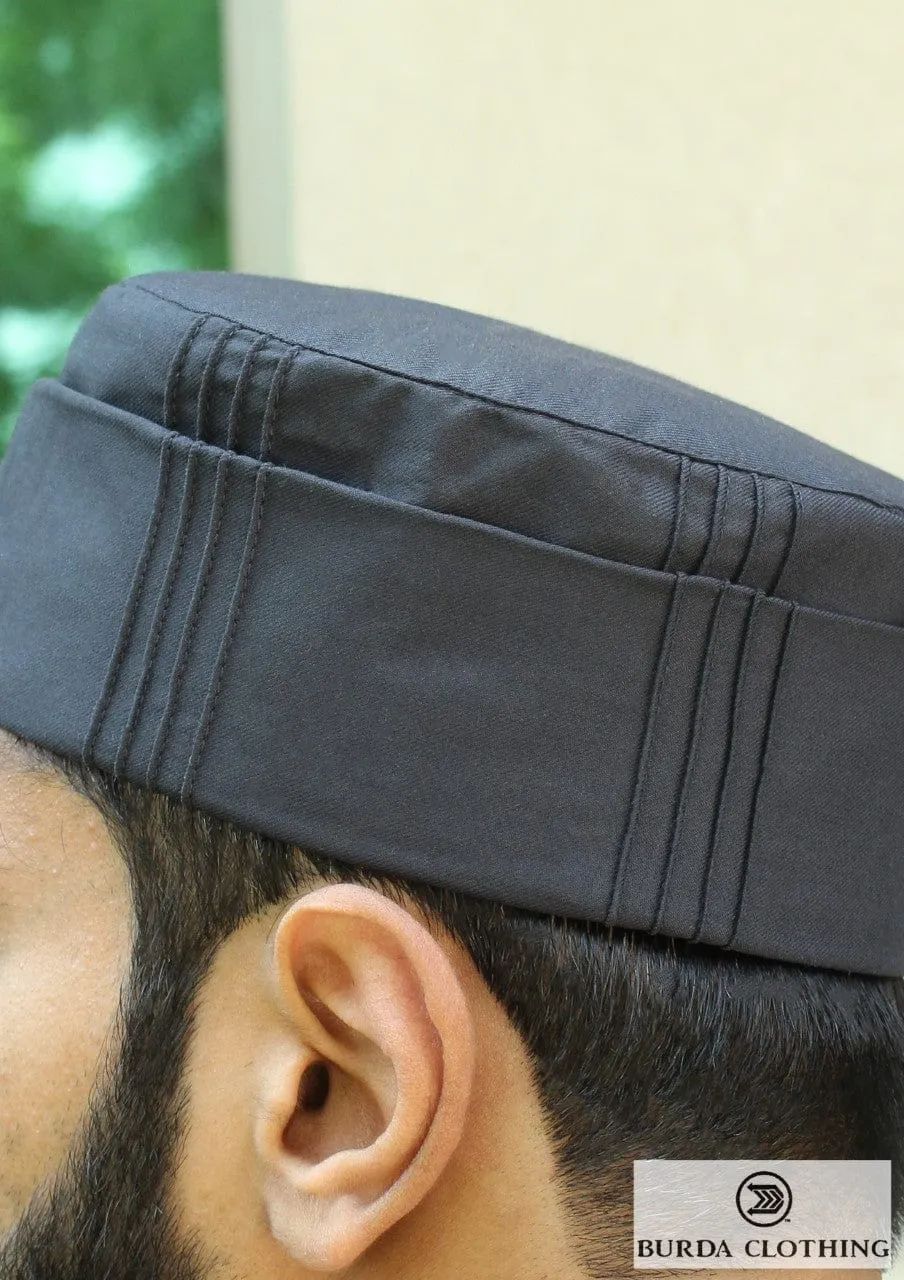 Dark Gray Folded Kufi