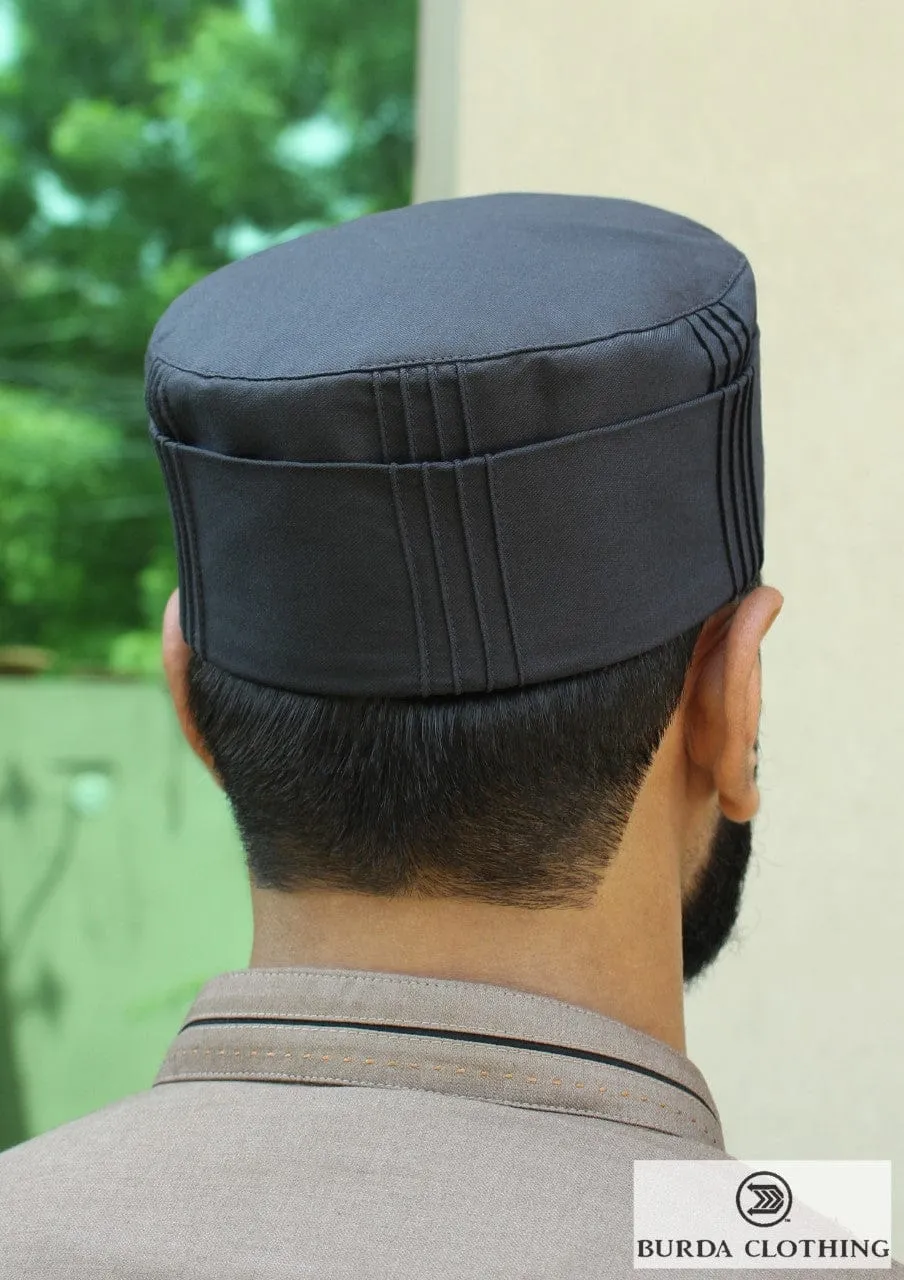 Dark Gray Folded Kufi