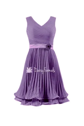 Dark Wisteria V neckline Party Dress Pale Gray Violet Prom Dress Cocktail Dress (BM334AL)