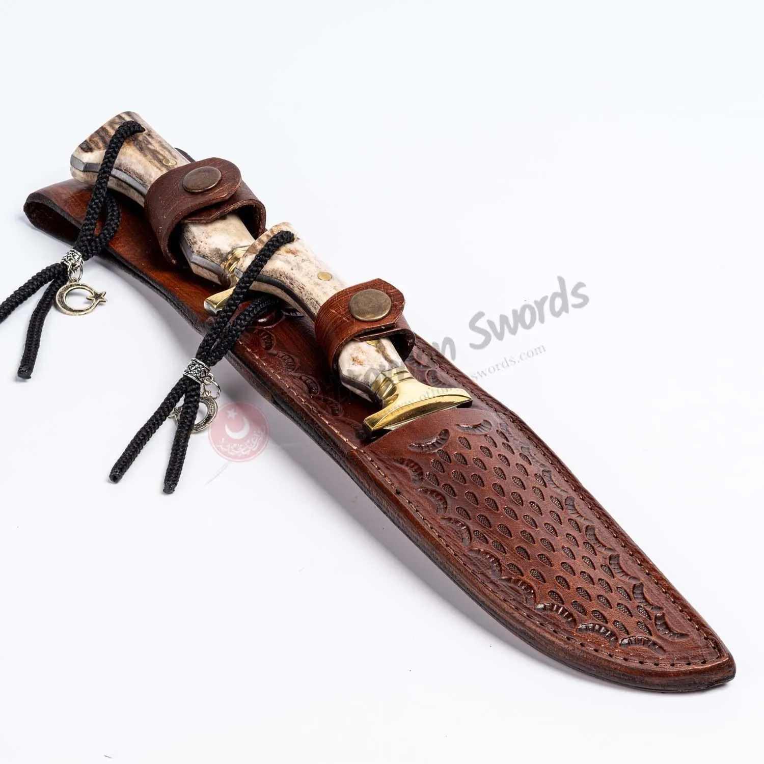 Deer Horn Antler Stag Handle Hunting Knife Set