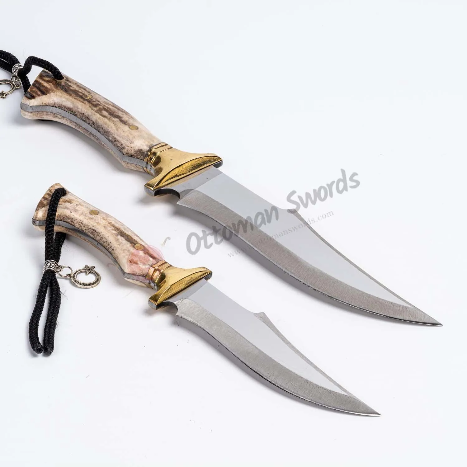 Deer Horn Antler Stag Handle Hunting Knife Set