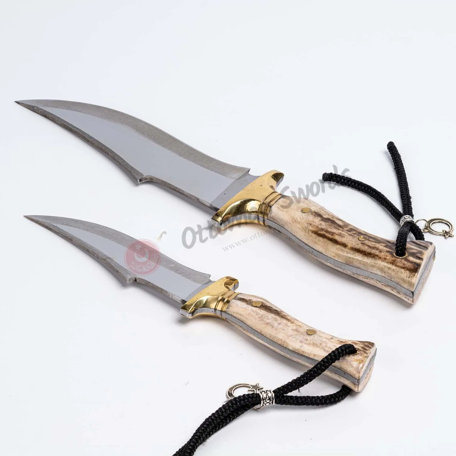 Deer Horn Antler Stag Handle Hunting Knife Set