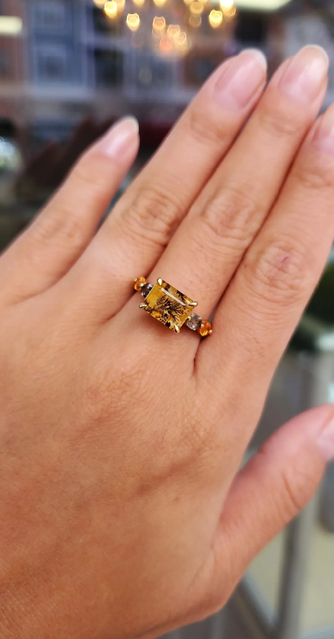 Dendritic Quartz & Sapphire Ring