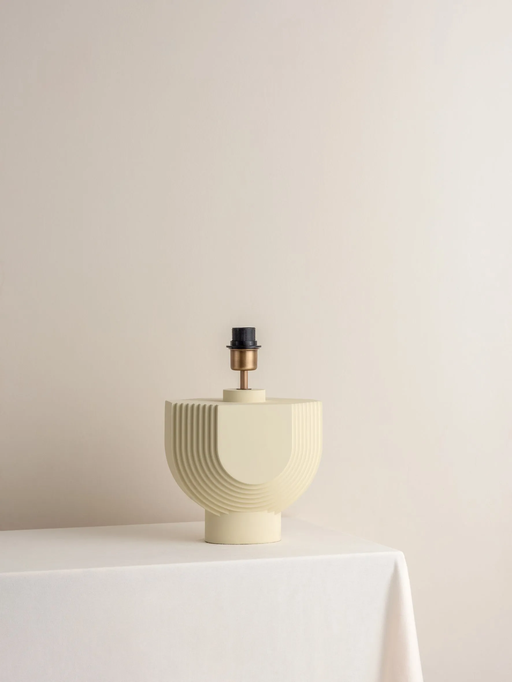 Editions concrete lamp with   green lacquer shade