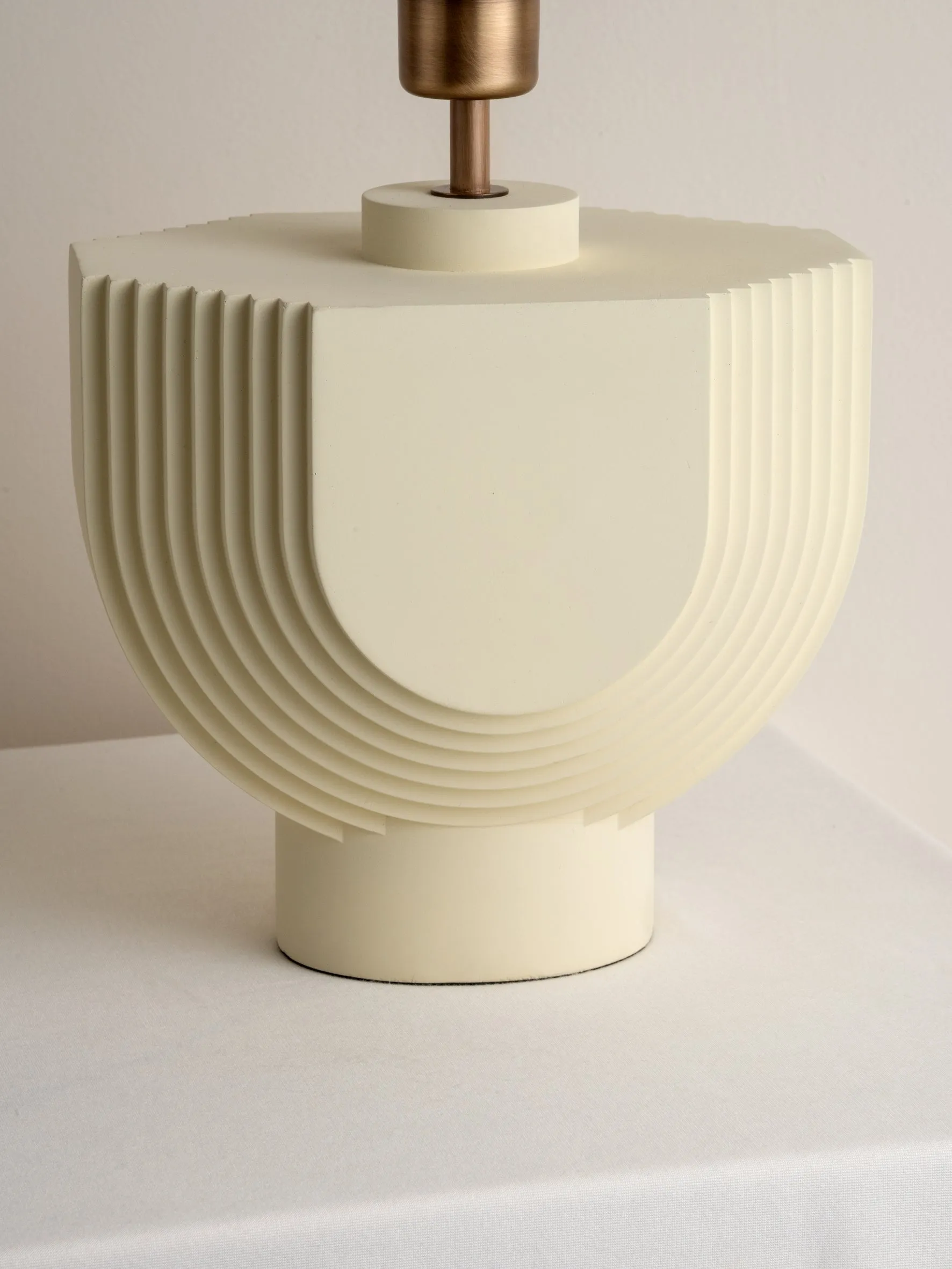 Editions concrete lamp with   green lacquer shade